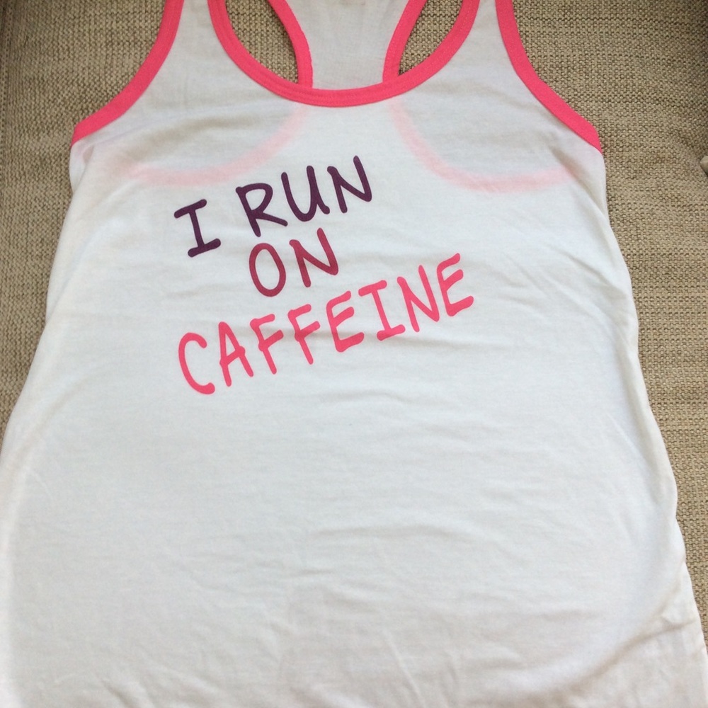 WOMENS I RUN ON CAFFEINE TANK